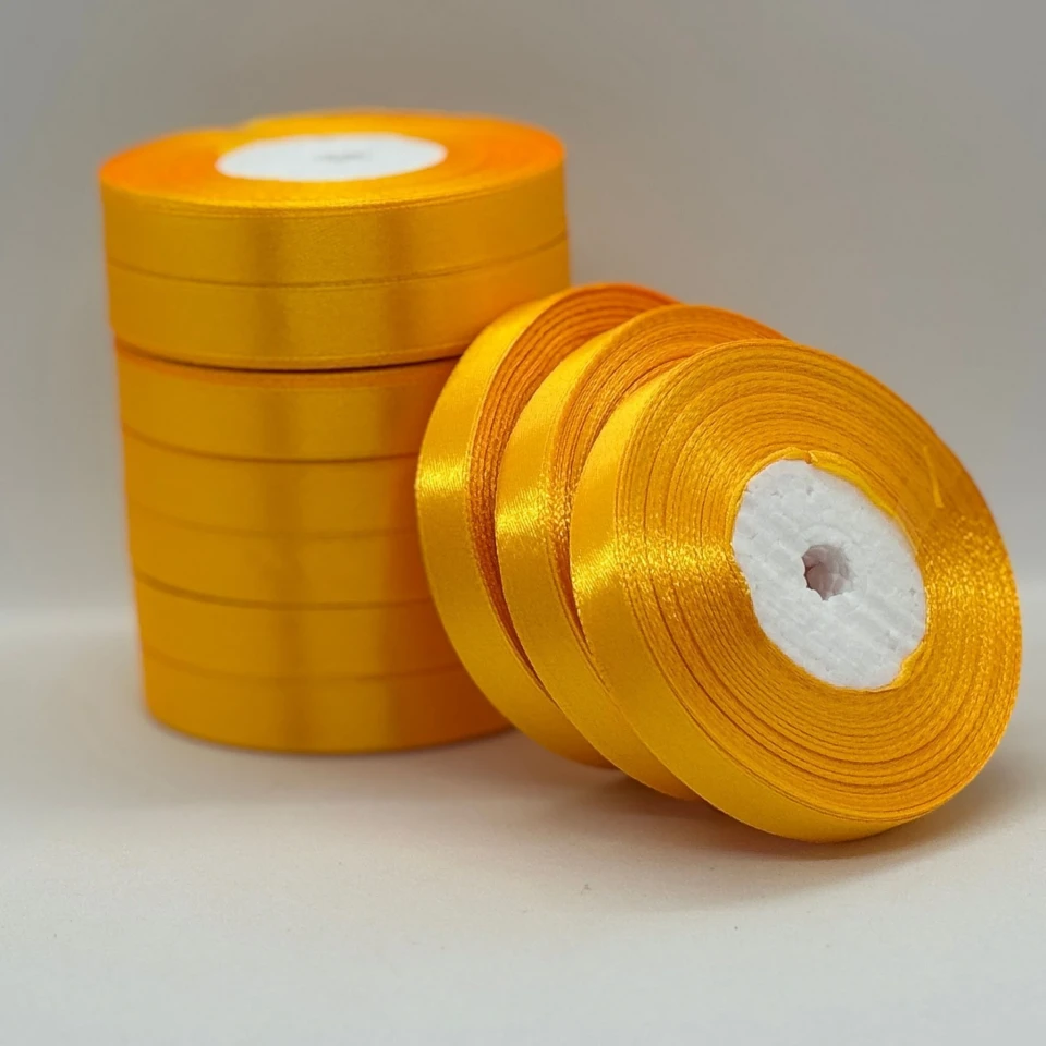 Атласная лента 1.2 см (33 м.), 16 темний жовтий