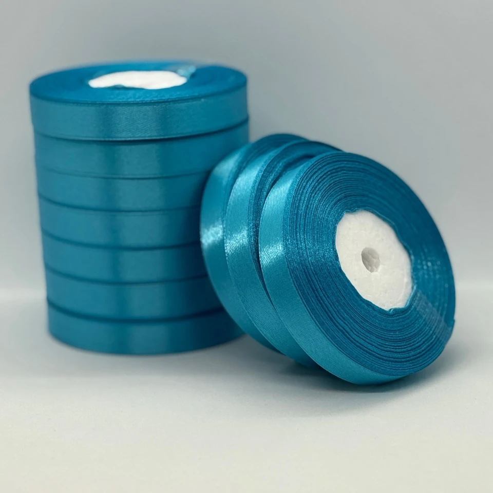 Атласная лента 1.2 см (33 м.), 20 синій бірюза