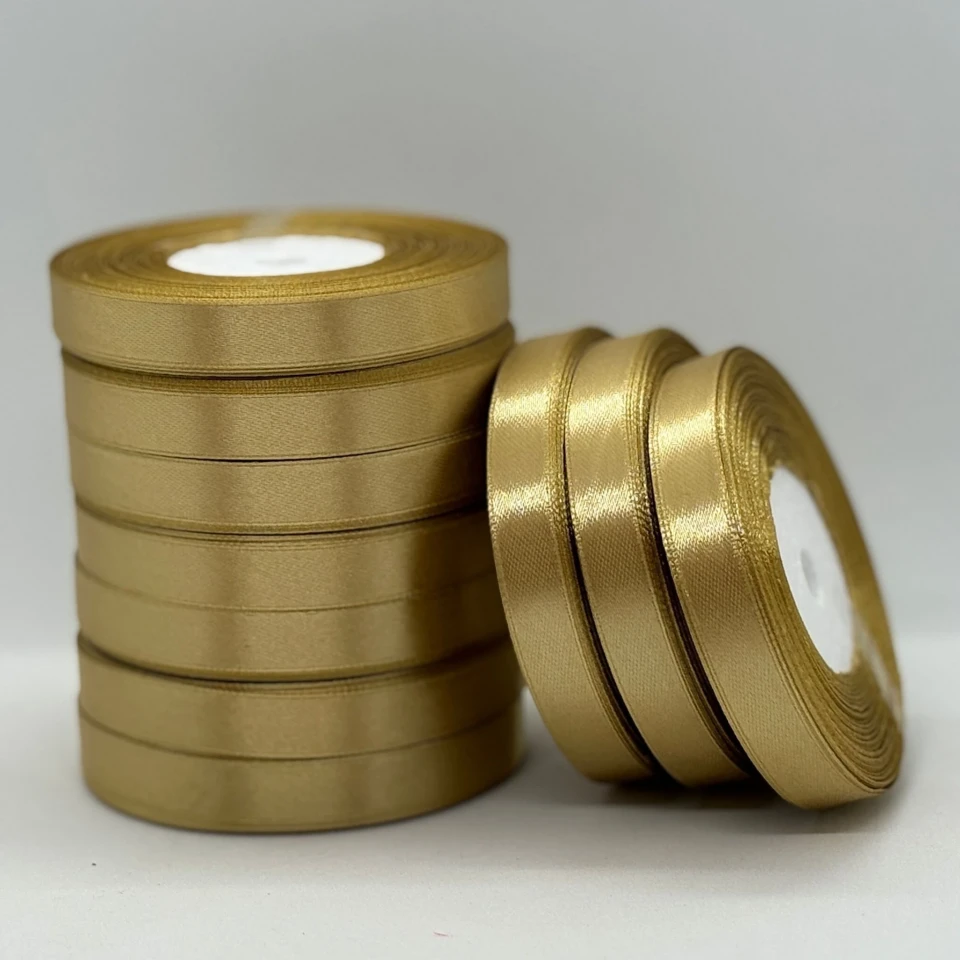 Атласная лента 1.2 см (33 м.), 186 золото