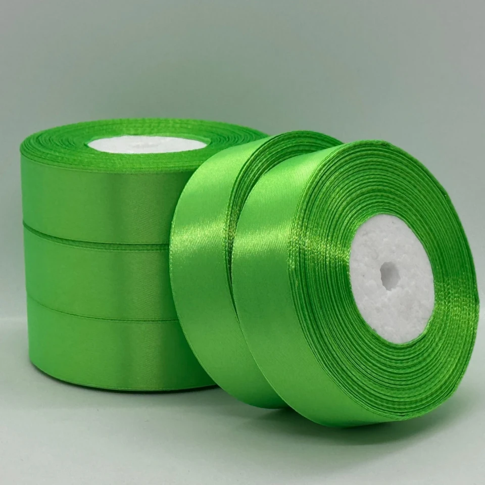 Атласная лента 2,5 см (33 м.), 52 яскраво зелений