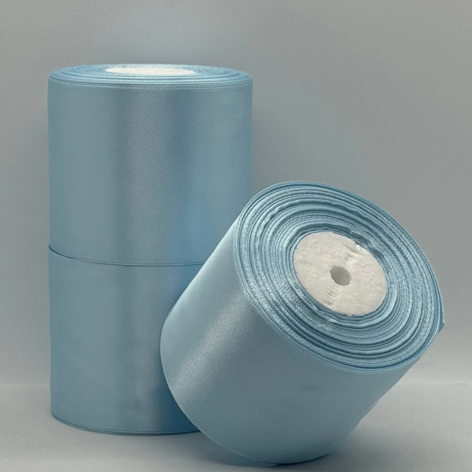 Атласна стрічка 7.5 см (33 м.), 104 світлий блакитний