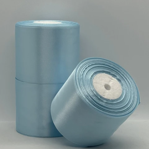 Атласна стрічка 7.5 см (33 м.), 104 світлий блакитний