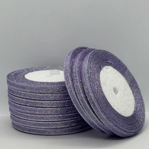 Тасьма парчева 0,6 см (25 ярдів/22,75 м.), 21 фіолетовий +срібло
