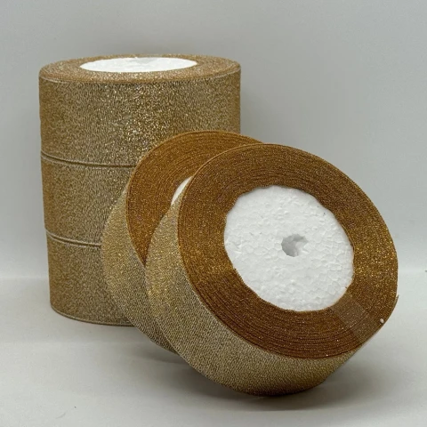 Тасьма парчева 4 см (25 ярдів/22,75 м.), 87 бежевий + срібло