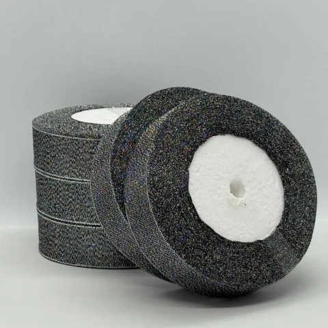 Тасьма парчева 2,5 см (25 ярдів/22,75 м.), 111 чорний + срібло