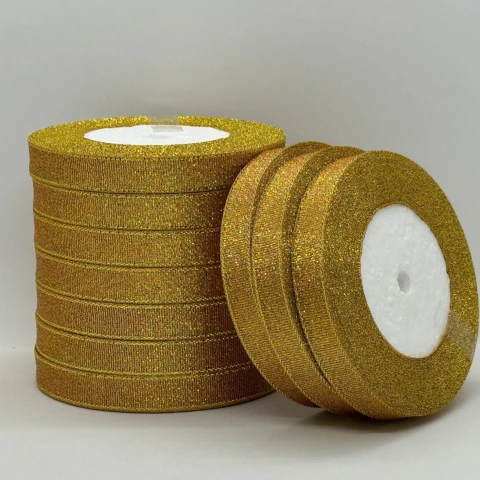 Тасьма парчева 1,2 см (25 ярдів/22,75 м.), 16 жовтий + золото