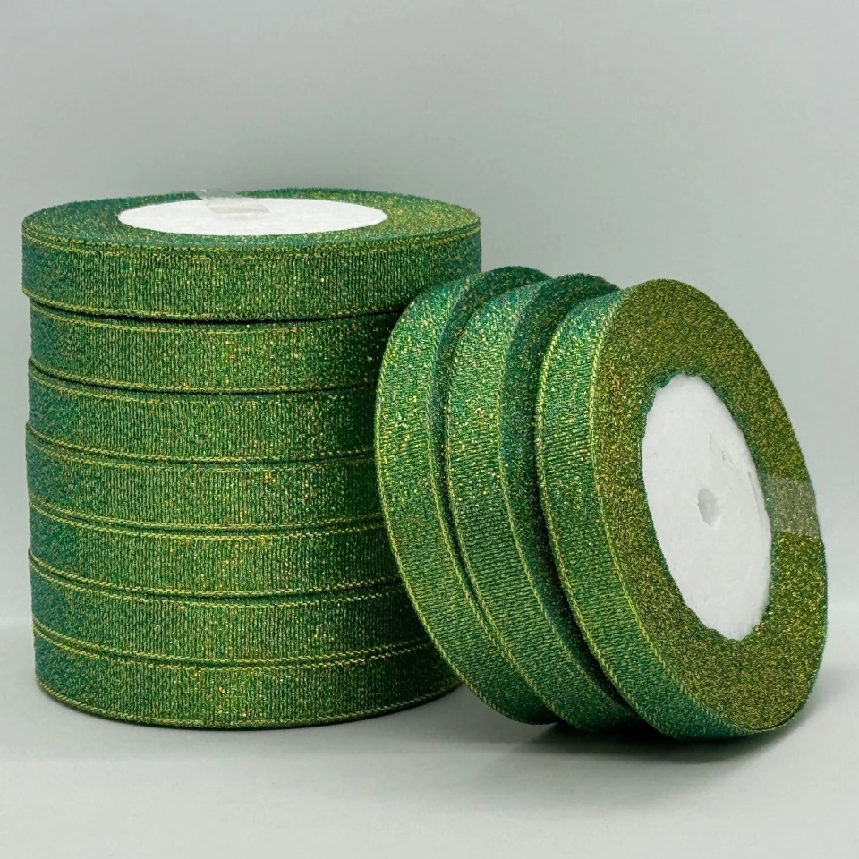 Лента парчовая 1,2 см (25 ярдов/22,75 м.), 47 бірюза + золото