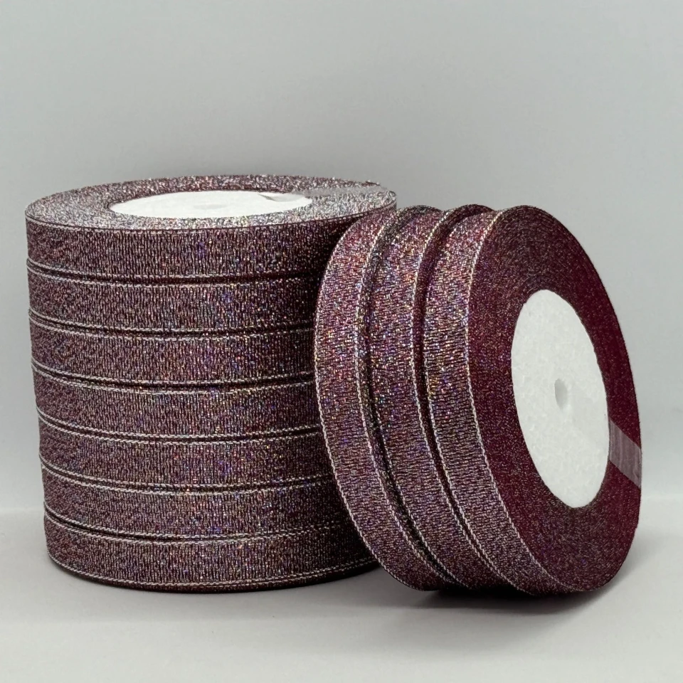 Тасьма парчева 1,2 см (25 ярдів/22,75 м.), 83 бордо + срібло