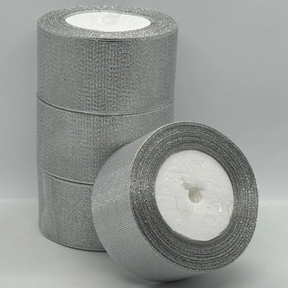 Тасьма парчева 5 см (25 ярдів/22,75 м.), срібло