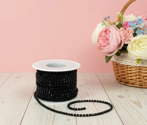 Цепі камні ss 8 2.5 мм (10 ярдів), чорний+чорний