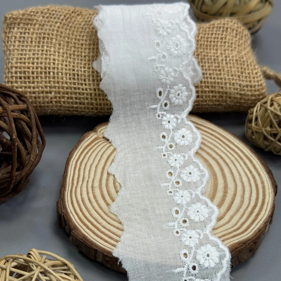 Кружево прошва "Тайна лепестка" 5,5 см (1 м.), білий
