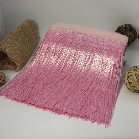 Бахрома танцевальная с пайетками на сетке «Искры страсти» 20 см (9.1 метр), 24 рожевий