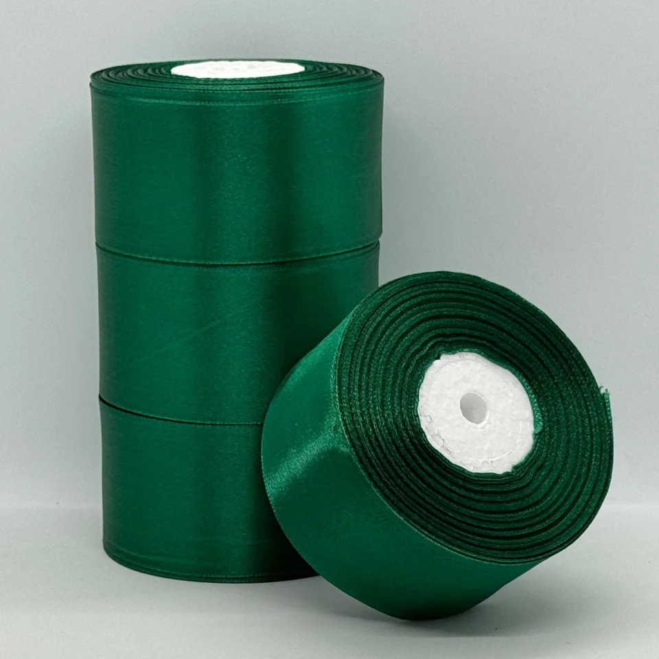 Атласная лента 5 см (33 м.), 168 темний зелений