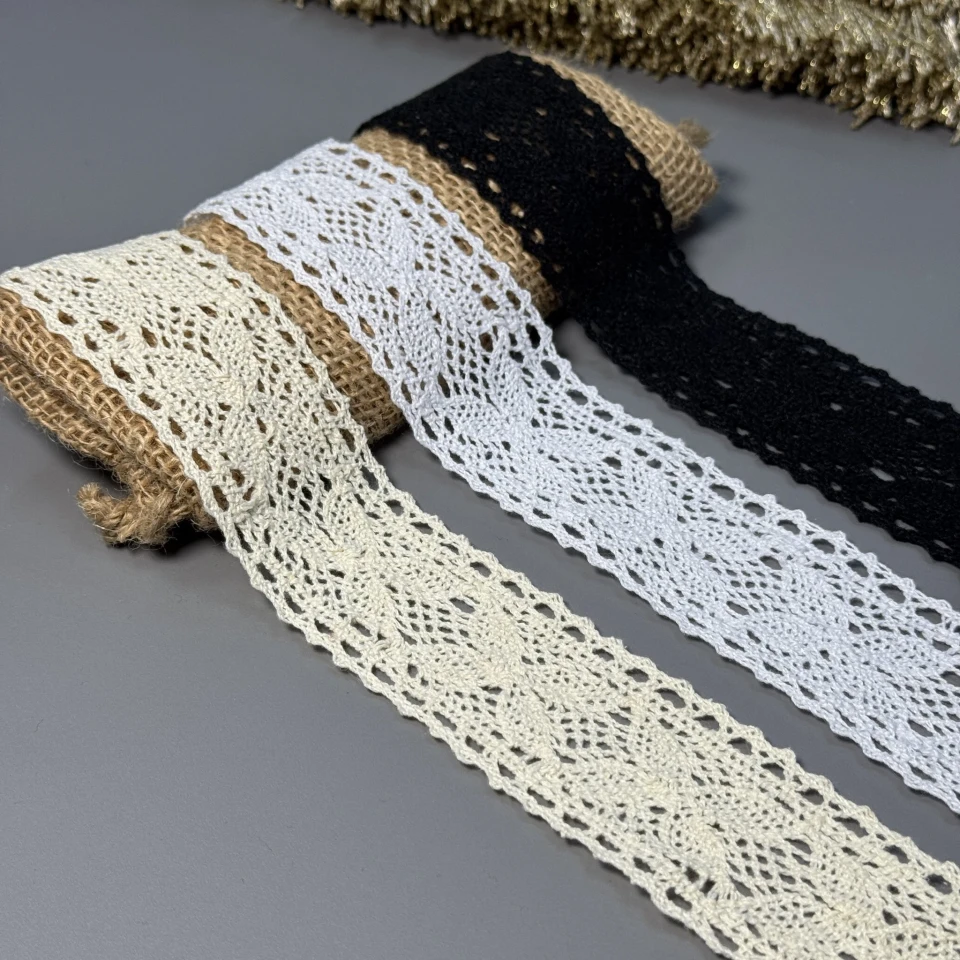 Макраме кружево "Карамельный свет" 4 см (1 м.), білий