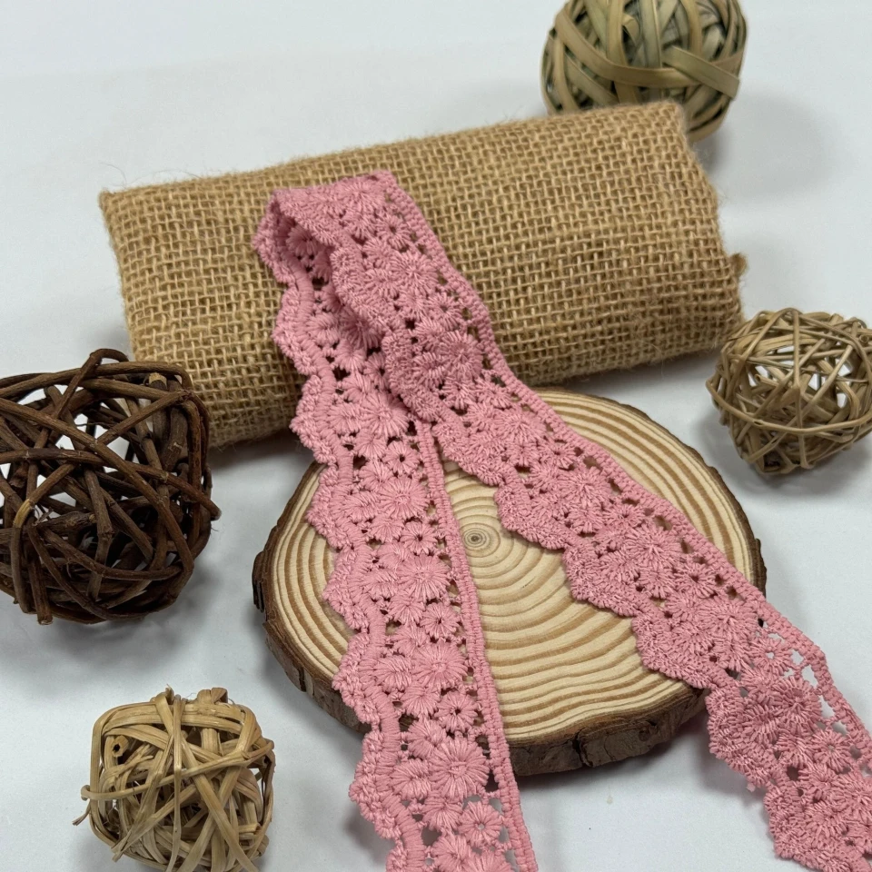 Кружево полиэстер "Свет нежности" 4 см. (1 м.), темно рожевий