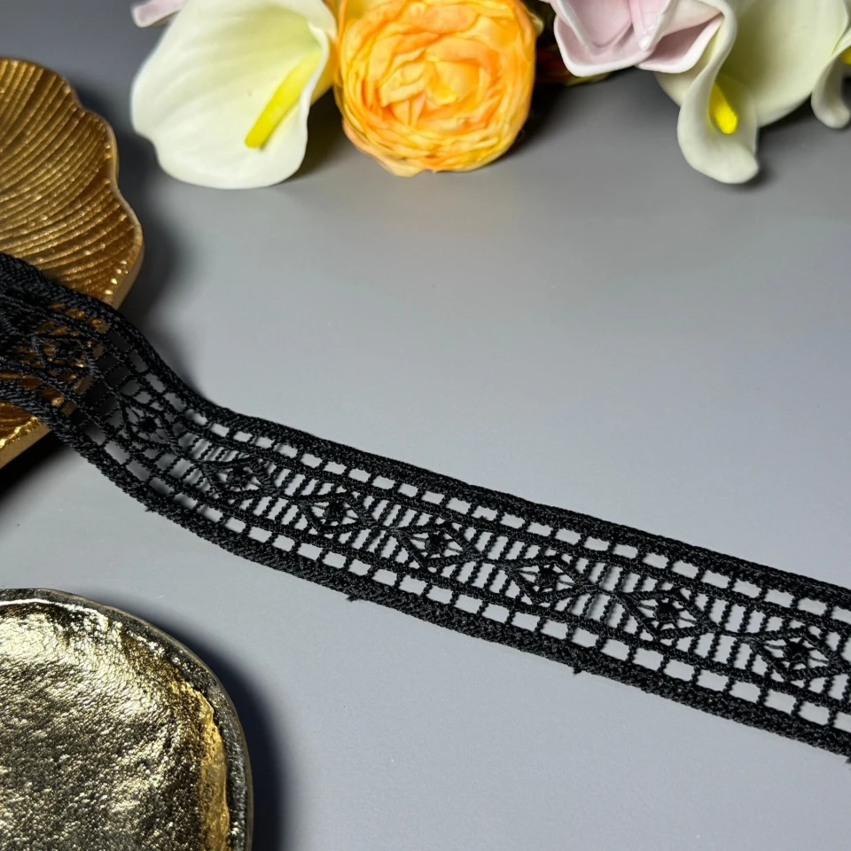 Кружево полиэстер ВВ"Нежный блеск" 4 см.(1 м.), чорний