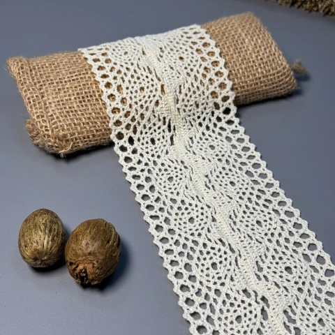 Кружево макраме "Молочная роза" 8,5 см.(1 м.), бежевий