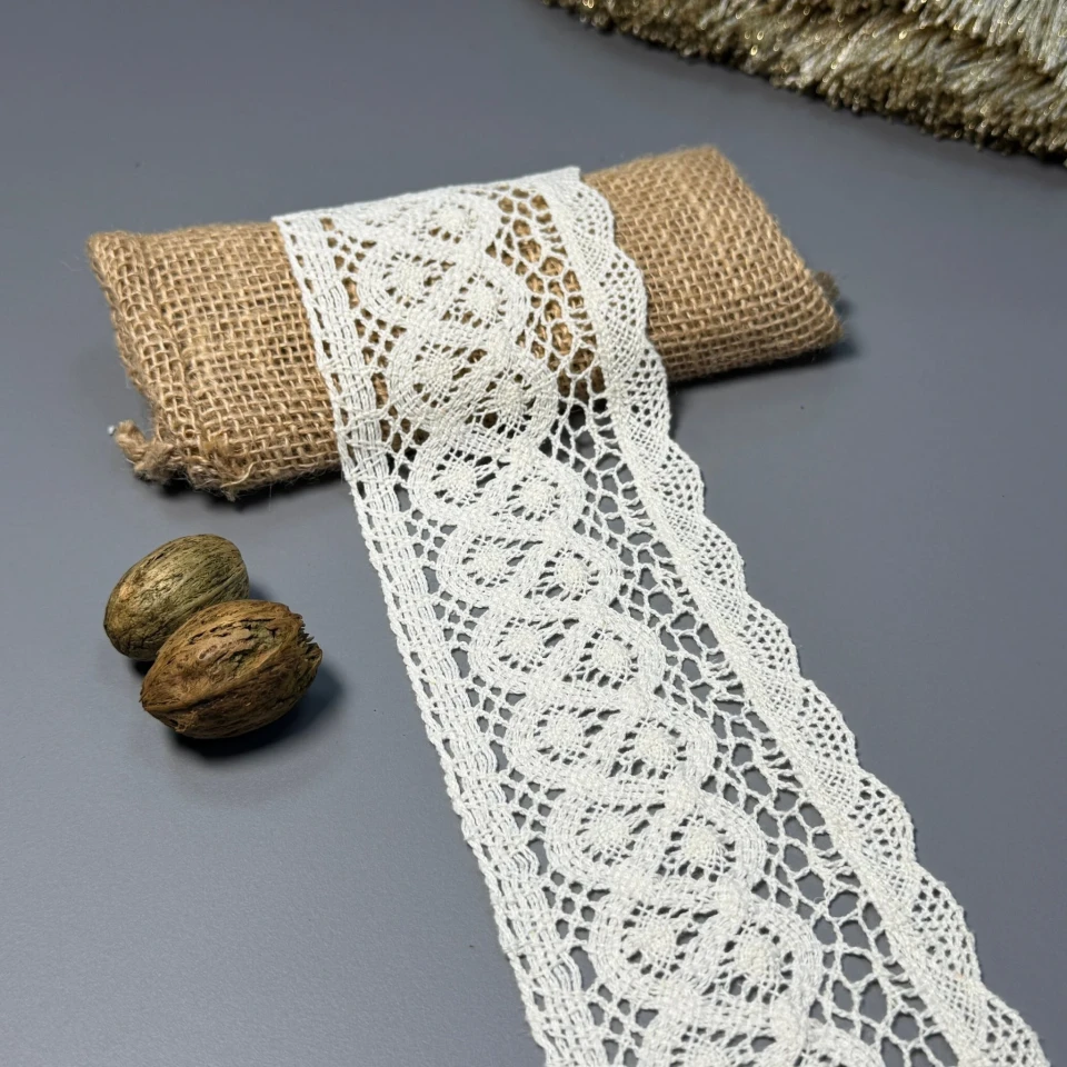 Мереживо макраме "Танець ниток" 8 см.(1 м.), бежевий