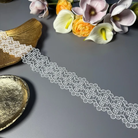Кружево полиэстер ВВ"Белое мерцание" 5 см.(1 м.), теплий білий