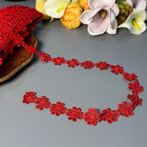 Кружево полиэстер ВВ"Цветочная жемчужина" 2,5 см.(1 м.), 133 бордо