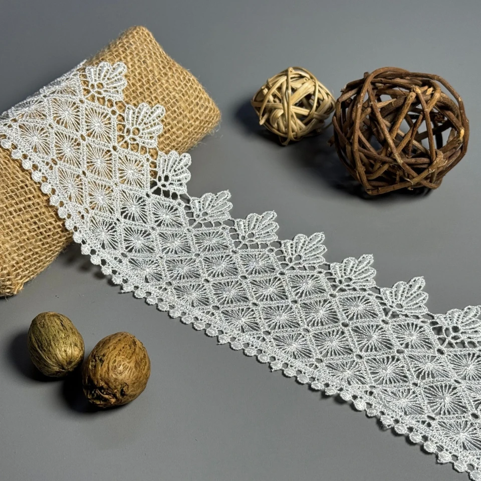 Кружево полиэстер "Белый полет" 9 см.(1 м.), білий (19.5 метрів)