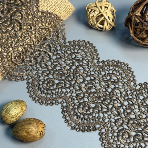 Кружево полиэстер "Кремовая линия" 11 см.(1 м.), світлий бежевий (20 метрів)