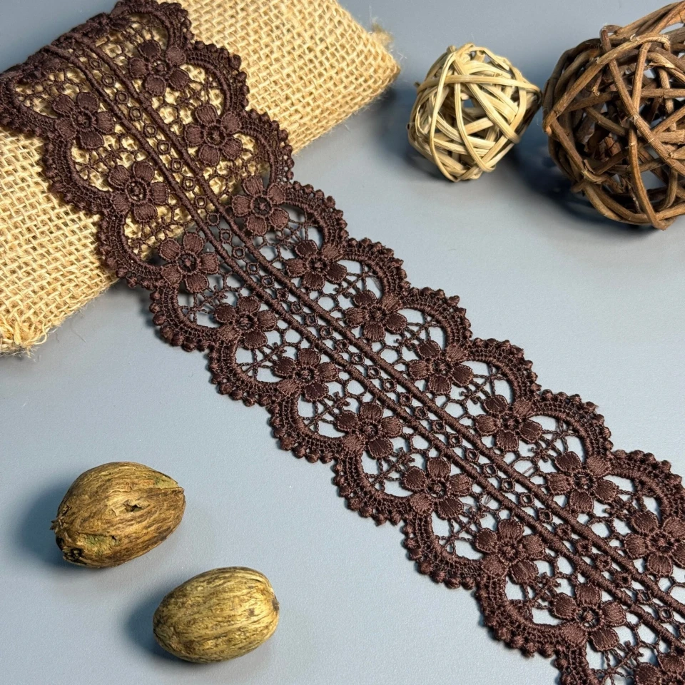 Кружево полиэстер "Мягкий бриз" 7 см.(1 м.), коричневий