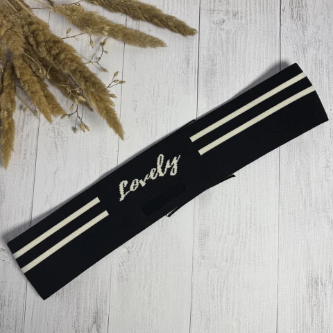 Трикотажний пояс довяз з надписом Lovely (8.5 см*90 см), чорний