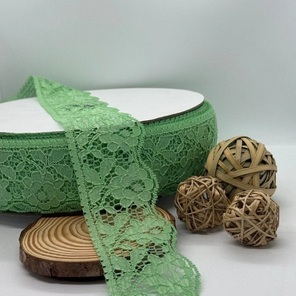 Кружево полиэстер цветное «Цветок соблазна» 6 см (1 м.), 15 фісташковий