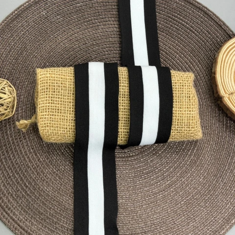 Лампас трикотажный Спорт 4 см (1 м), чорний+білий 3