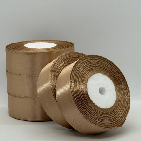 Атласная лента 2,5 см (33 м.), 67 світлий коричневий