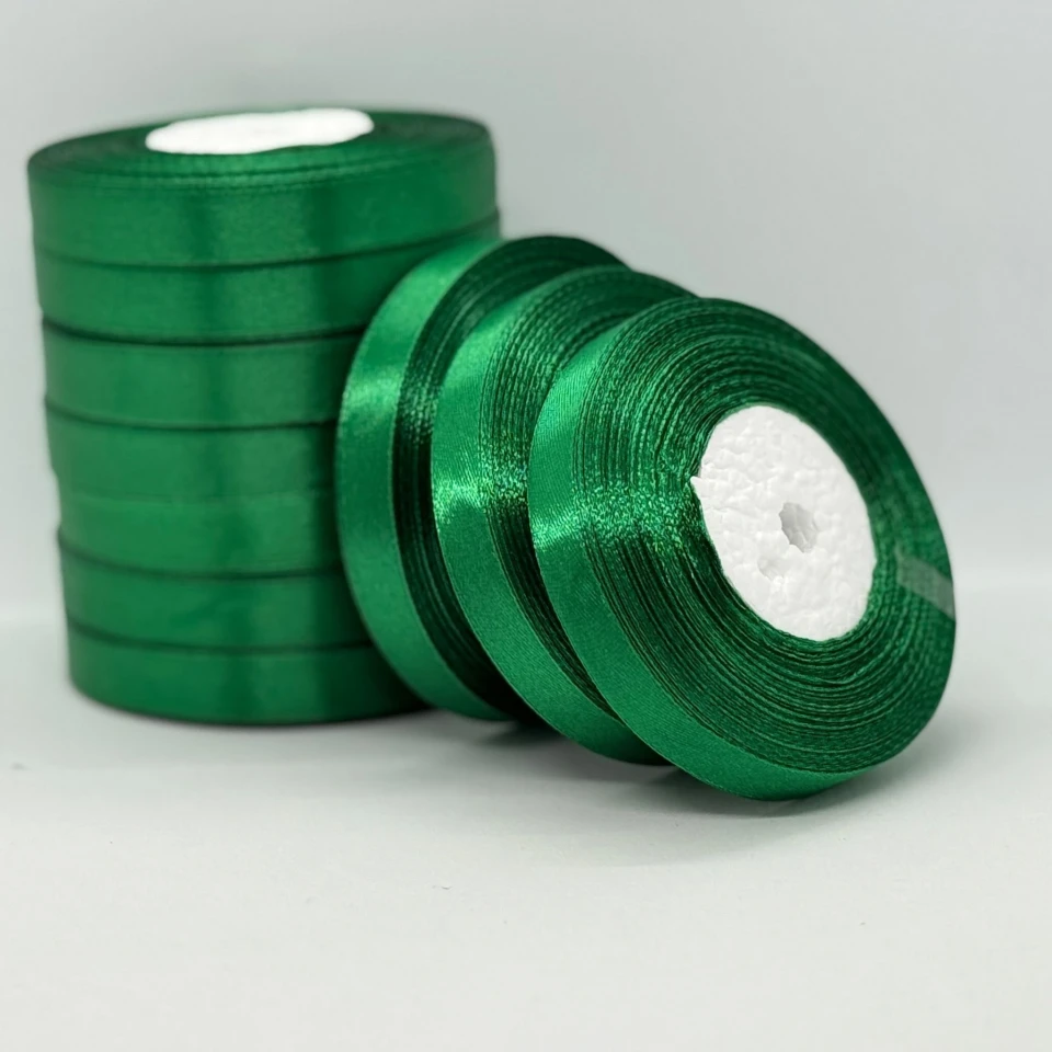 Атласная лента 1.2 см (33 м.), 127 зелений гай