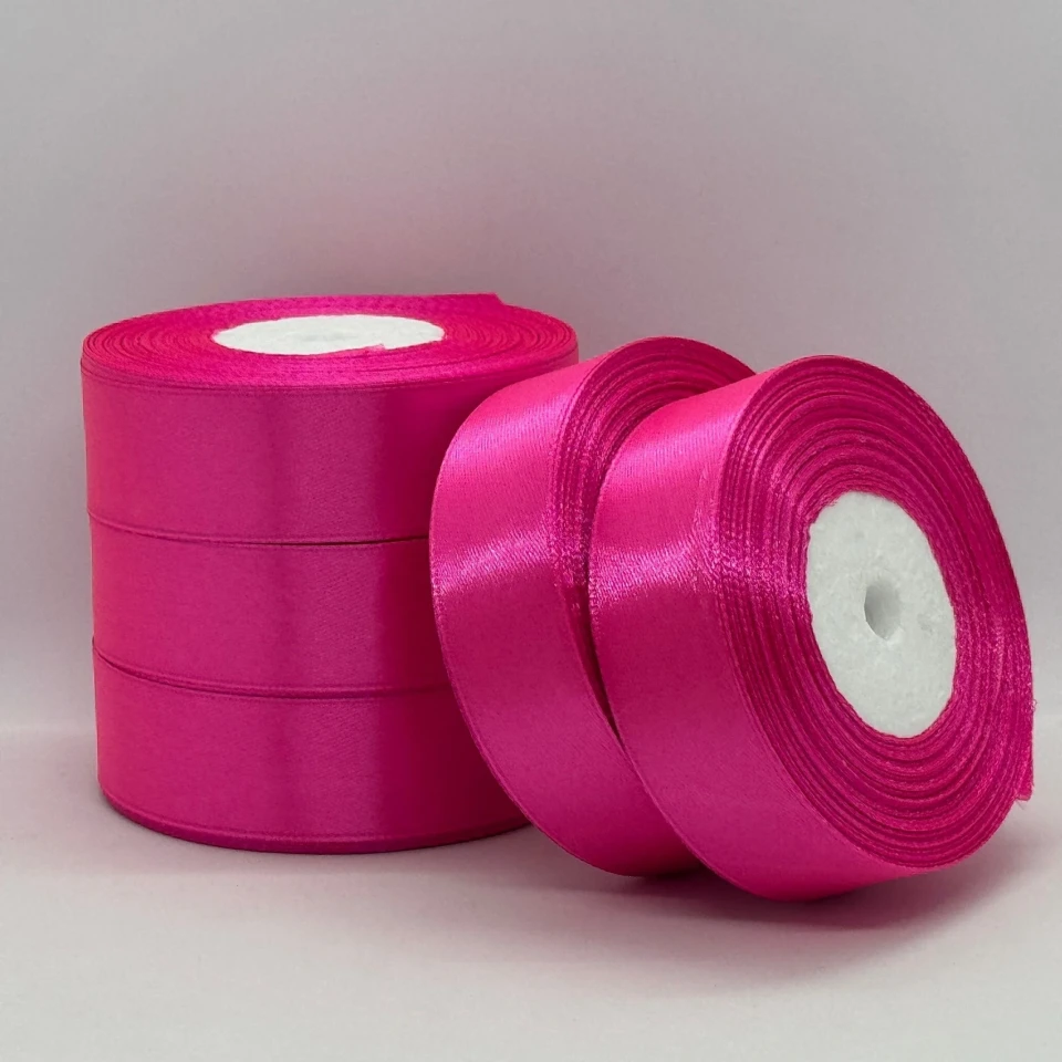 Атласная лента 2,5 см (33 м.), 190 рожевий