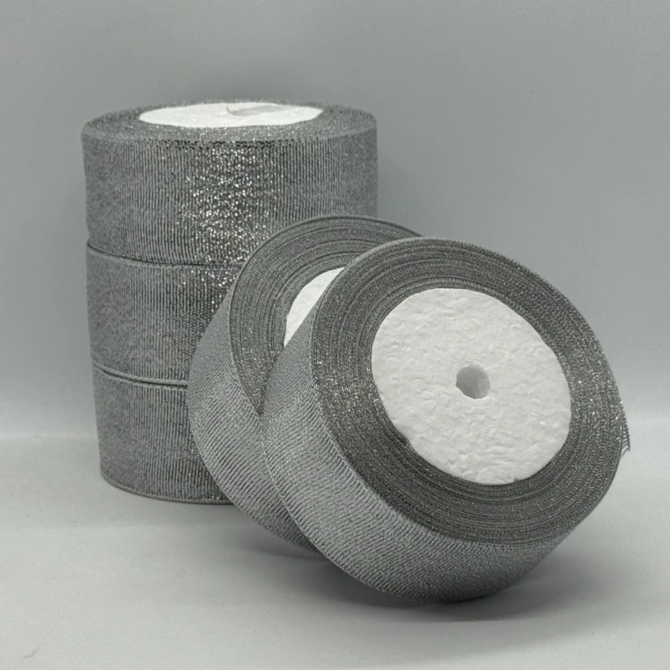 Лента парчевая 4 см (25 ярдов/22,75 м.), срібло