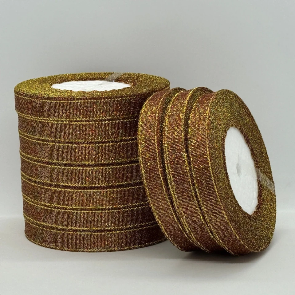Лента парчовая 1,2 см (25 ярдов/22,75 м.), 48 бордо + золото