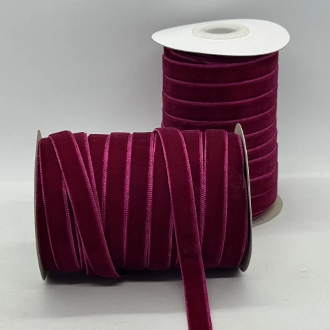 Бархатная лента 1 см (25 ярдов/22,75 м.), 31 світлий бордовий