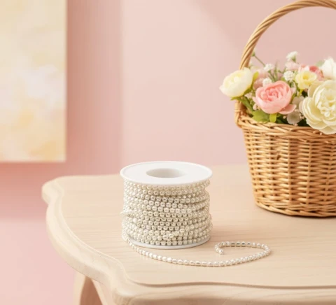 Цепі камні з перлинами ss 12 3 мм (10 ярдів), срібло