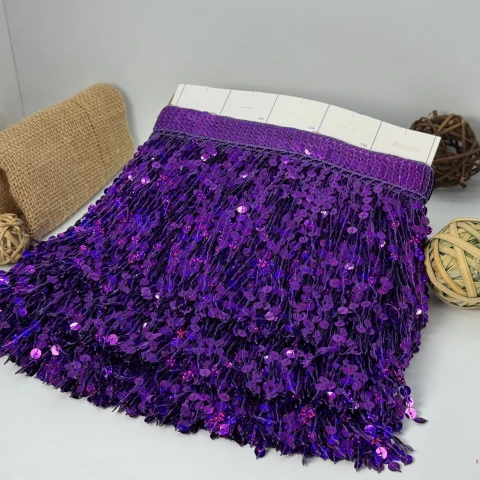 Бахрома танцевальная с пайетками «Сердце танца» 16 см (9.1 метр), 15 фіолетовий