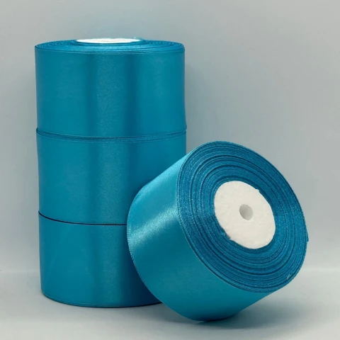 Атласная лента 5 см (33 м.), 20 синій бірюза