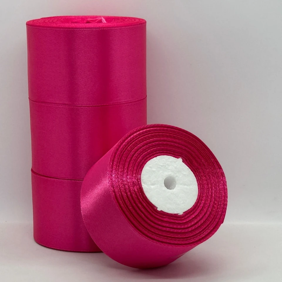 Атласная лента 5 см (33 м.), 130 горячо-рожевий