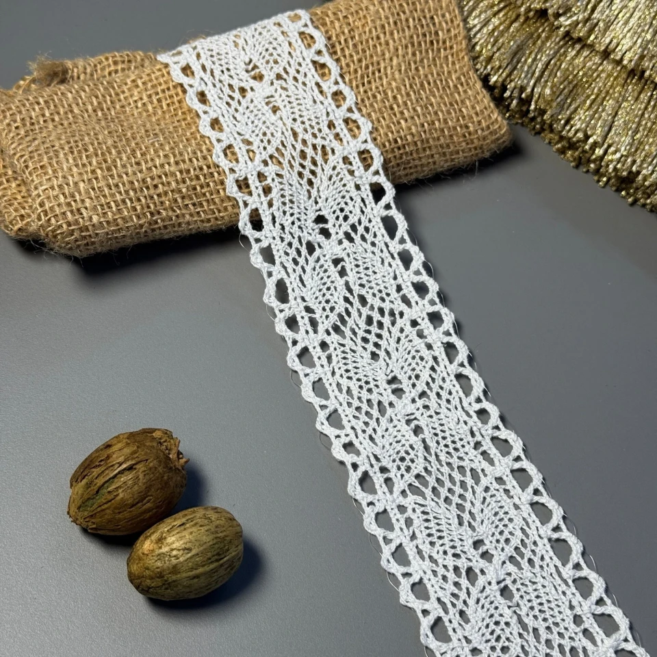 Макраме кружево "Морская пена" 5 см (1 м), білий