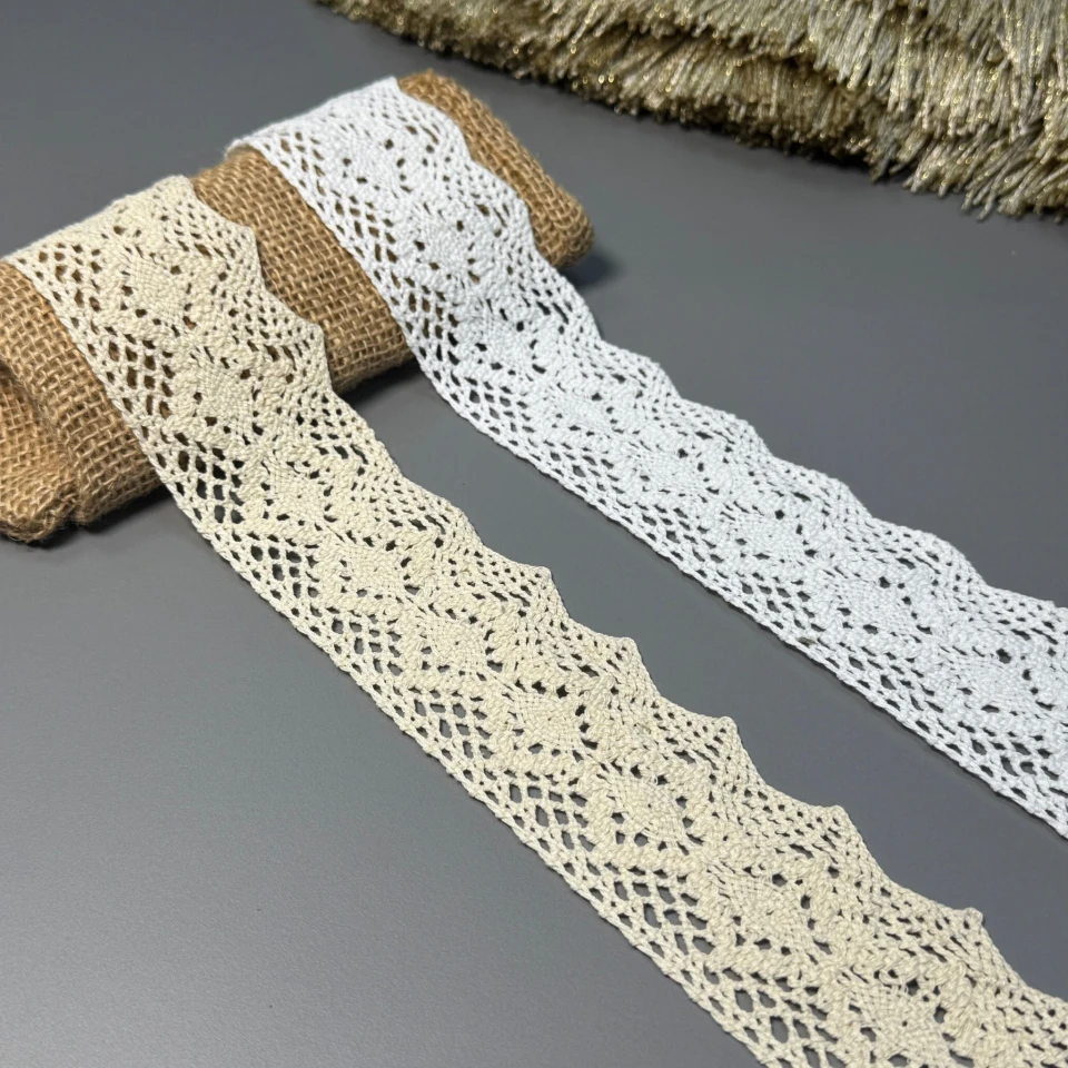 Кружево макраме "Розовая пудра" 5,5 см.(1м.), білий