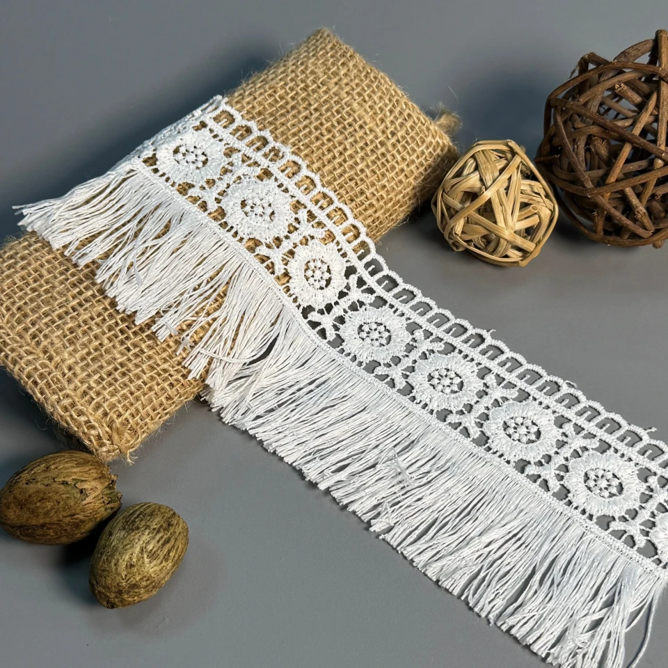 Кружево полиэстер "Тихая элегантность" 7,5 см (1 м.), молочний