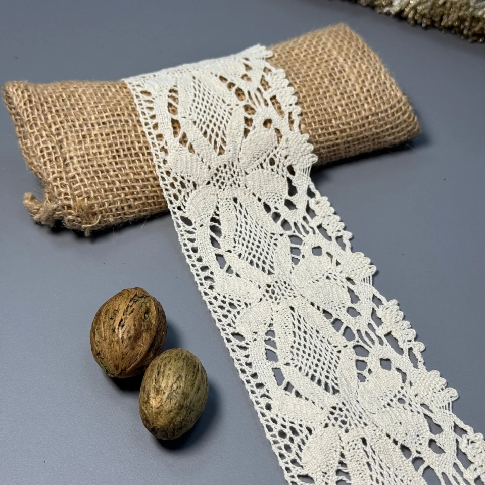 Кружево макраме "Цветочное кружево" 7 см.(1 м.), бежевий