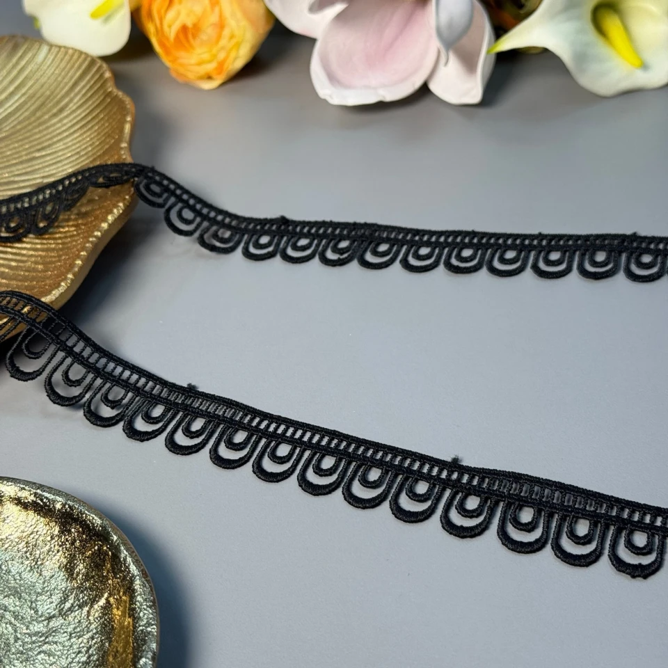 Кружево полиэстер ВВ"Линия утонченности"2,5 см.(1 м.), чорний
