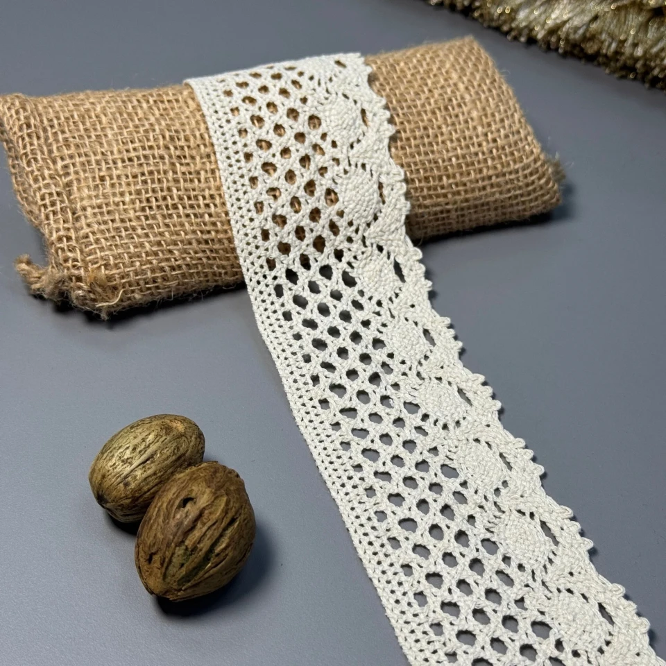 Кружево макраме "Линия спокойствия" 6 см (1 м.), бежевий