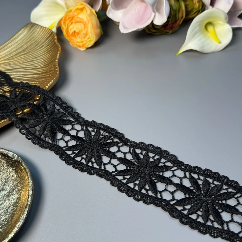 Кружево полиэстер ВВ"Шёлковая вуаль"6см.(1 м.), чорний
