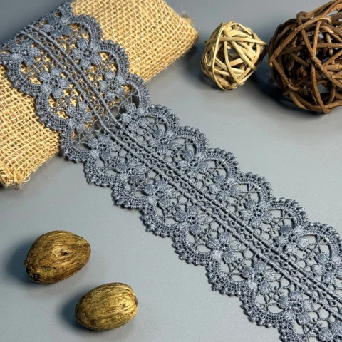 Кружево полиэстер "Мягкий бриз" 7 см.(1 м.), сірий