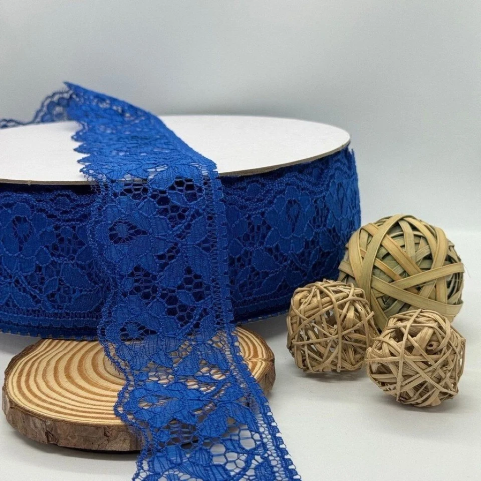 Кружево полиэстер цветное «Цветок соблазна» 6 см (1 м.), 5 синій