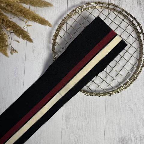 Трикотажний пояс довяз Стиль (8.5см*90 см), чорний+червоний+молочний